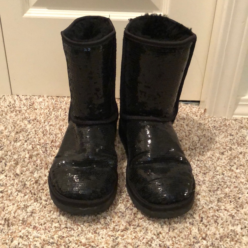 UGG classic short black sparkle boots